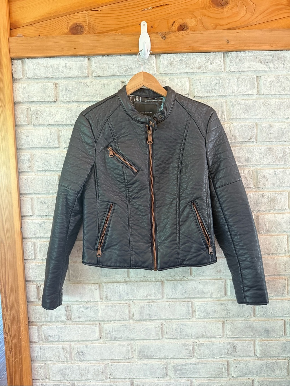 Marc New York Women's Quilted Black Leather Moto Jacket